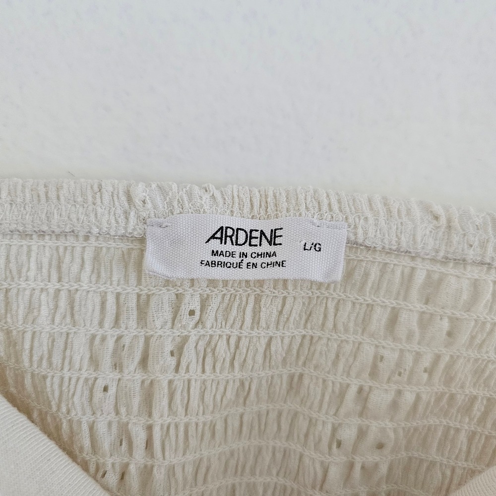 Ardene Crop Top L Womens Cream Eyelet Peplum Cottage Coastal Coquette Boho Beach - Picture 3 of 9